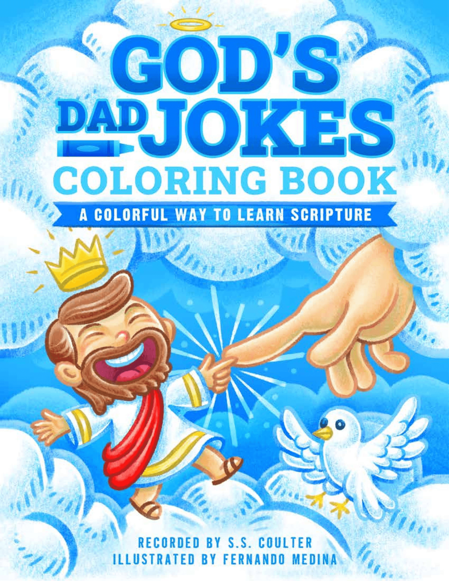 Front cover of 'God's Dad Jokes Coloring Book' — Christian Bible coloring book for kids by S. S. Coulter