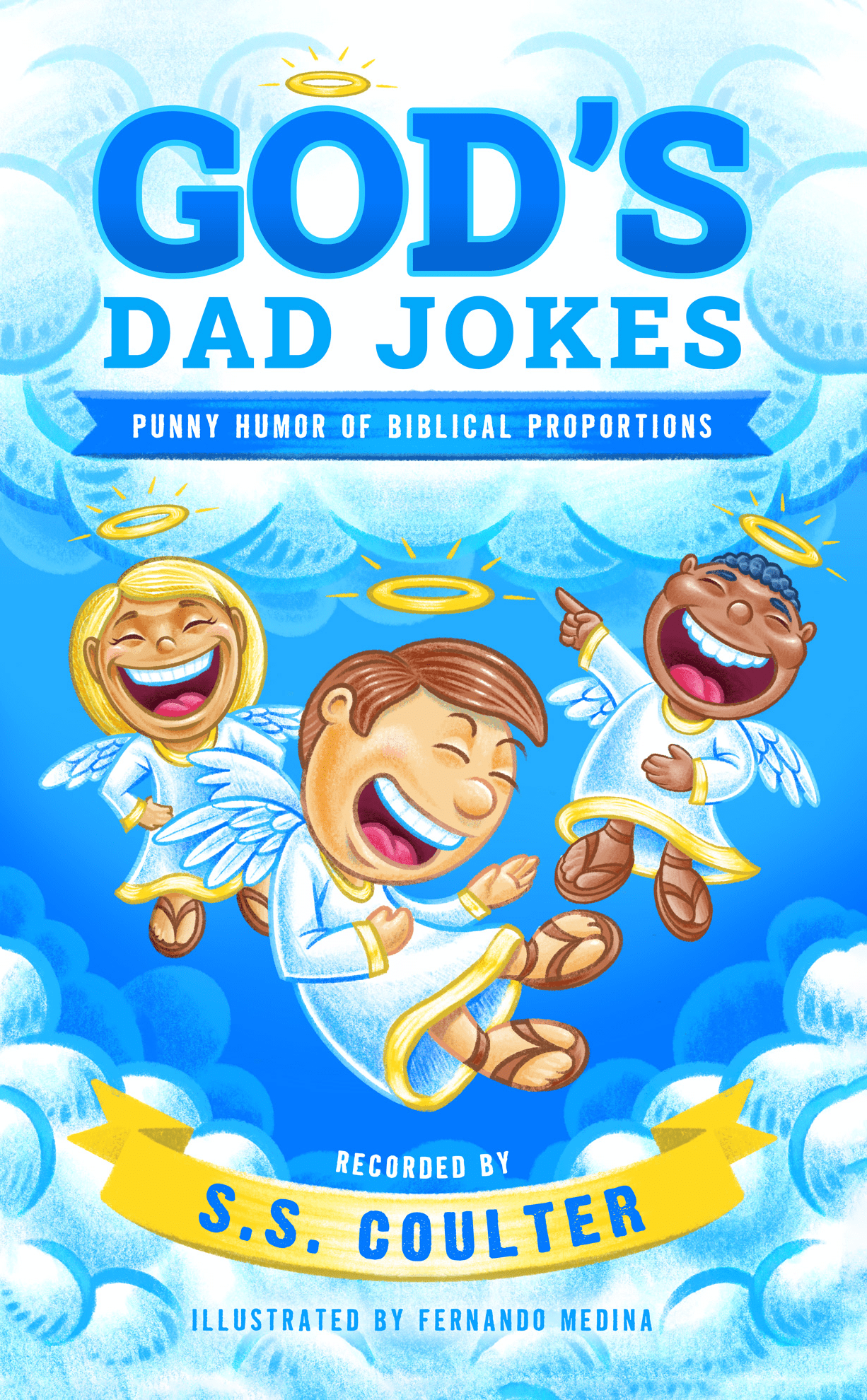 Front cover of 'God’s Dad Jokes' — 100+ clean Christian dad jokes and Bible puns book by S. S. Coulter